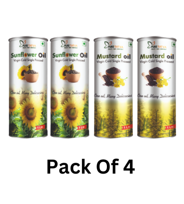 Pure Tatva 2 Sunflower Oil & 2 Mustard Oil (1 Litre Each) (Pack of 4)