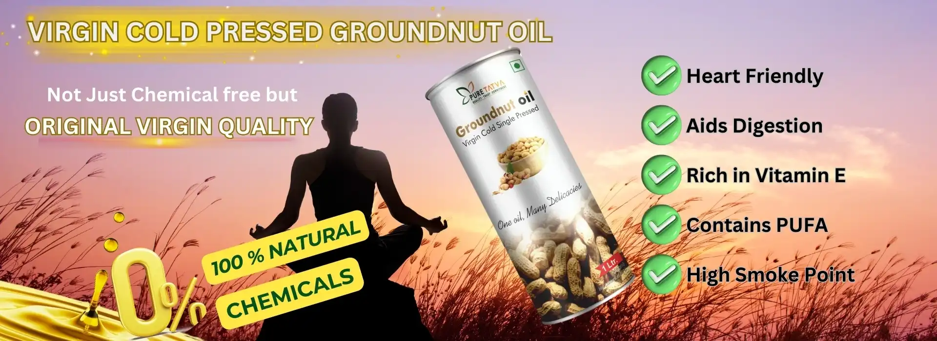 Virgin Cold Pressed Groundnut Oil by Pure Tatva